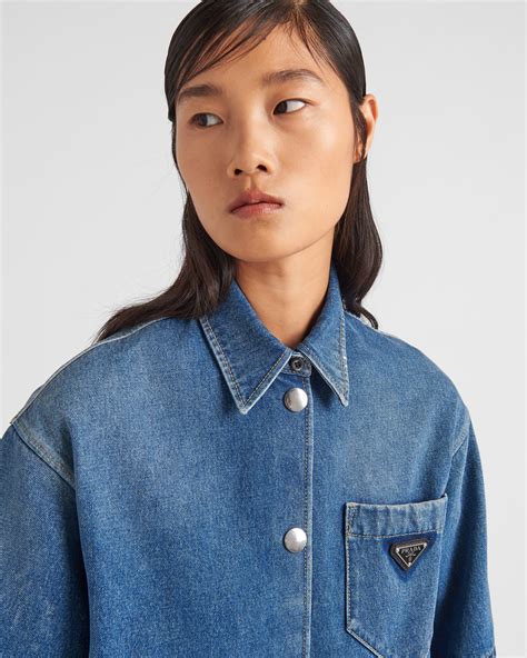 prada t shirt for women|Prada denim top.